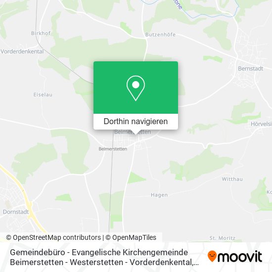 Gemeindebüro - Evangelische Kirchengemeinde Beimerstetten - Westerstetten - Vorderdenkental Karte