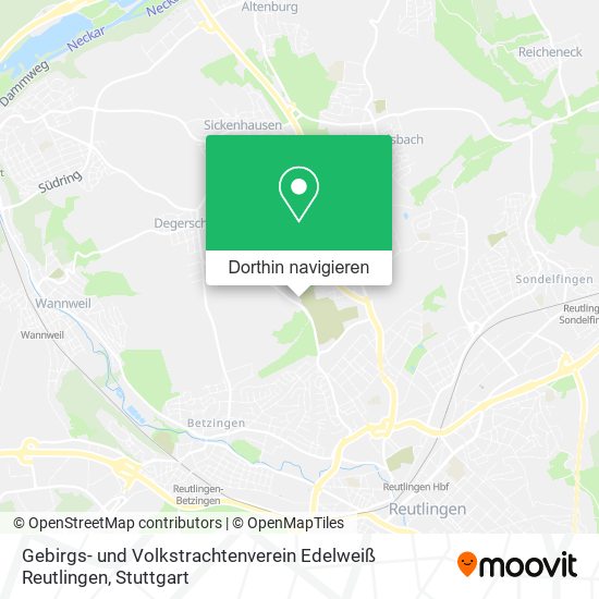 Gebirgs- und Volkstrachtenverein Edelweiß Reutlingen Karte