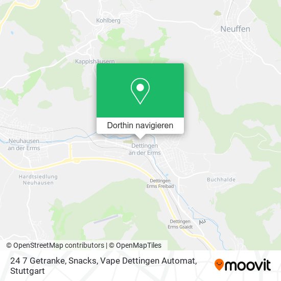 24 7 Getranke, Snacks, Vape Dettingen Automat Karte