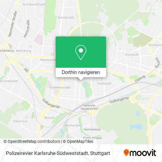 Polizeirevier Karlsruhe-Südweststadt Karte