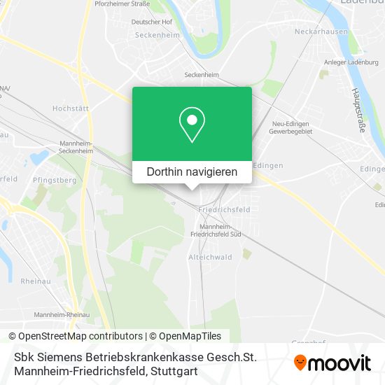 Sbk Siemens Betriebskrankenkasse Gesch.St. Mannheim-Friedrichsfeld Karte