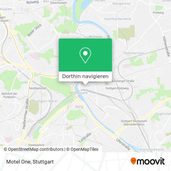 Wie komme ich zu Motel One in Stuttgart mit dem Bus, der U-Bahn, der S