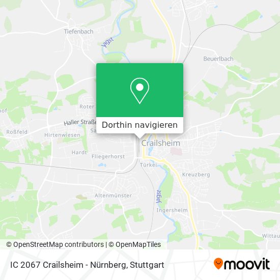 IC 2067 Crailsheim - Nürnberg Karte