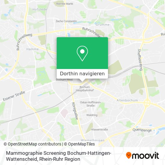 Mammographie Screening Bochum-Hattingen-Wattenscheid Karte
