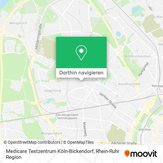 Medicare Testzentrum Köln-Bickendorf Karte