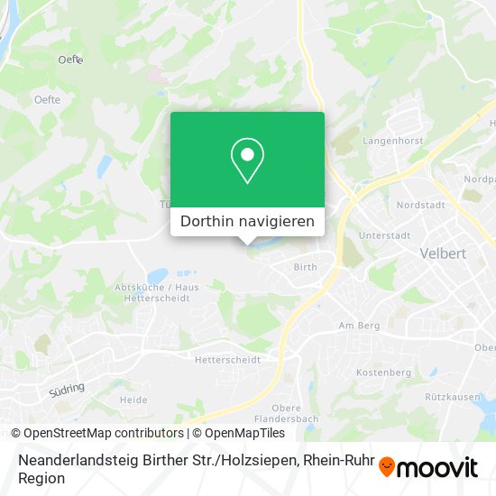 Neanderlandsteig Birther Str. / Holzsiepen Karte