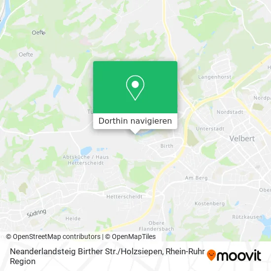 Neanderlandsteig Birther Str. / Holzsiepen Karte