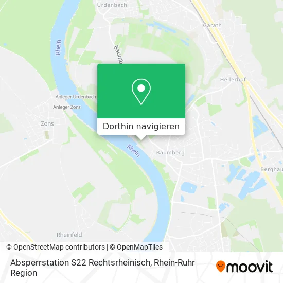 Absperrstation S22 Rechtsrheinisch Karte