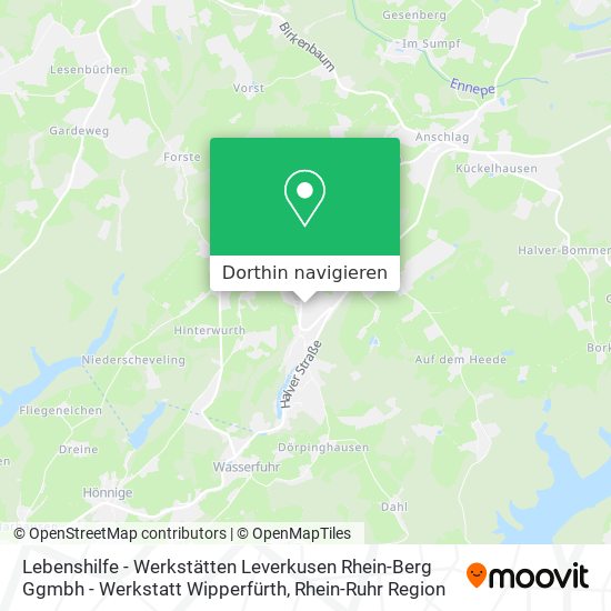 Lebenshilfe - Werkstätten Leverkusen Rhein-Berg Ggmbh - Werkstatt Wipperfürth Karte