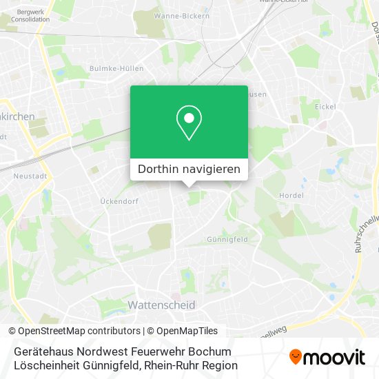 Gerätehaus Nordwest Feuerwehr Bochum Löscheinheit Günnigfeld Karte