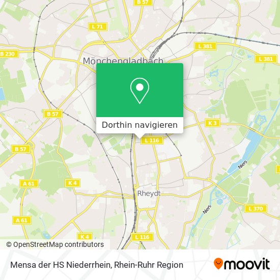 Mensa der HS Niederrhein Karte