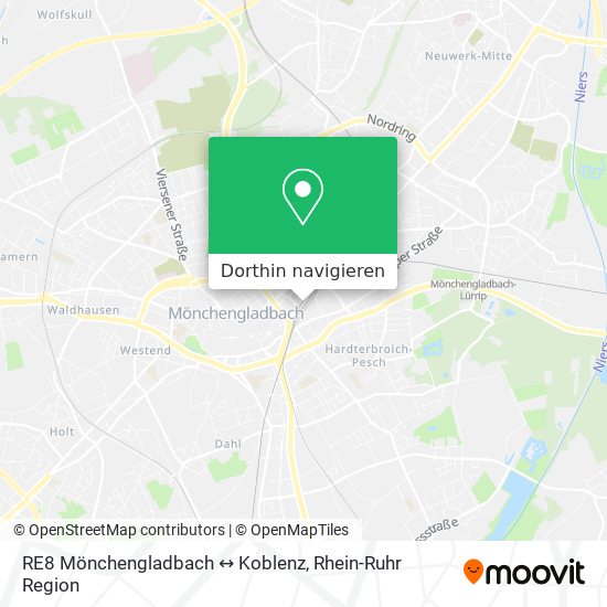 RE8 Mönchengladbach ↔ Koblenz Karte