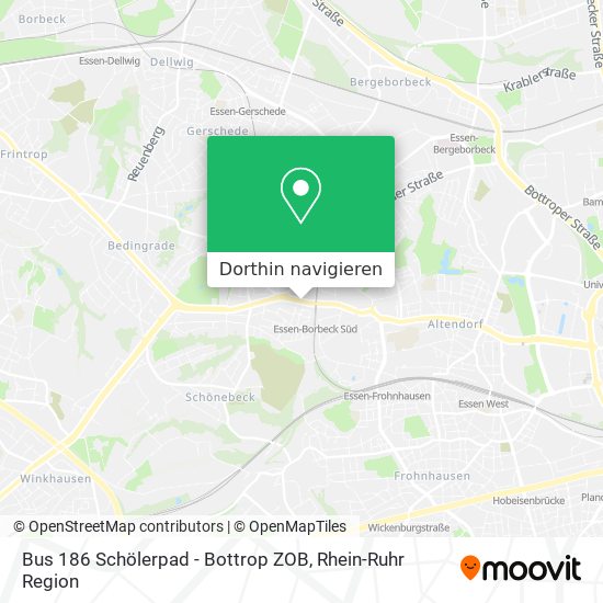 Bus 186 Schölerpad - Bottrop ZOB Karte