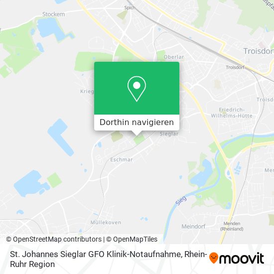 St. Johannes Sieglar GFO Klinik-Notaufnahme Karte