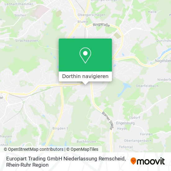 Europart Trading GmbH Niederlassung Remscheid Karte
