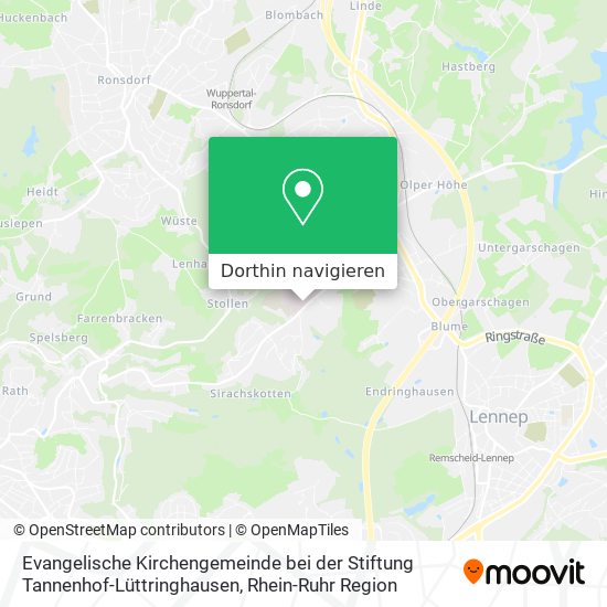 Evangelische Kirchengemeinde bei der Stiftung Tannenhof-Lüttringhausen Karte