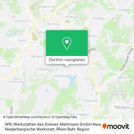 Wfb Werkstätten des Kreises Mettmann GmbH Nwa Niederbergische Werkstatt Karte