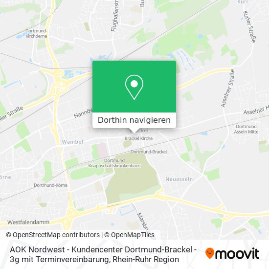 AOK Nordwest - Kundencenter Dortmund-Brackel - 3g mit Terminvereinbarung Karte