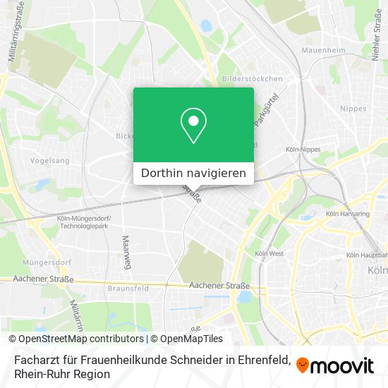 Facharzt für Frauenheilkunde Schneider in Ehrenfeld Karte