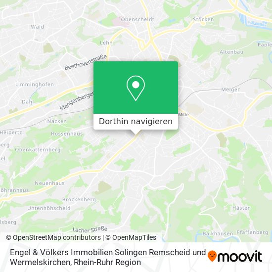 Engel & Völkers Immobilien Solingen Remscheid und Wermelskirchen Karte