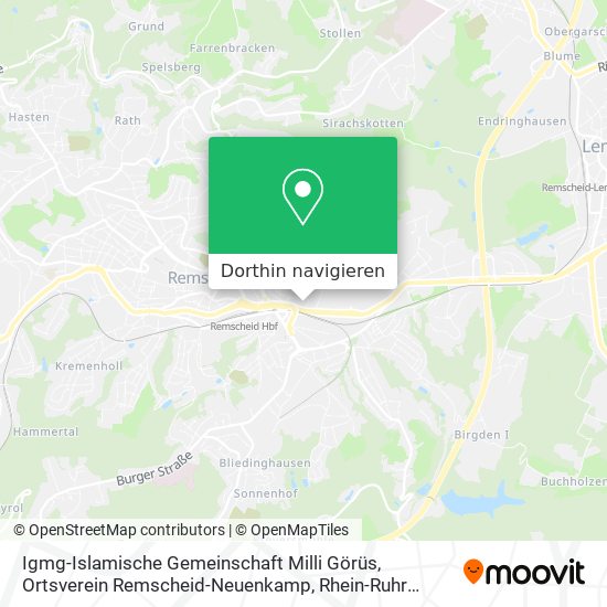 Igmg-Islamische Gemeinschaft Milli Görüs, Ortsverein Remscheid-Neuenkamp Karte