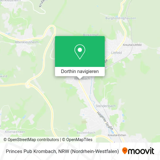 Princes Pub Krombach Karte