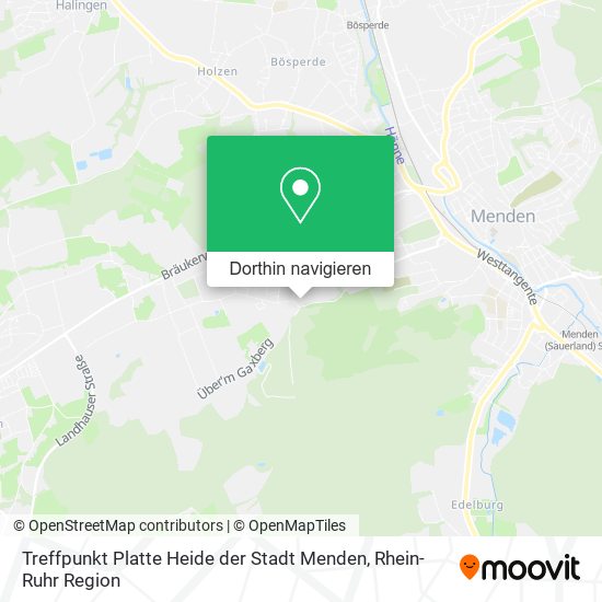 Treffpunkt Platte Heide der Stadt Menden Karte
