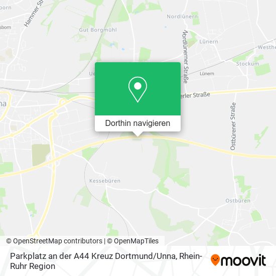 Parkplatz an der A44 Kreuz Dortmund / Unna Karte