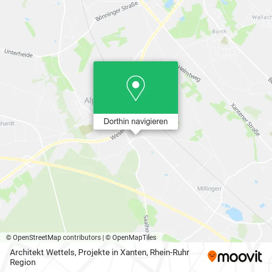 Architekt Wettels, Projekte in Xanten Karte