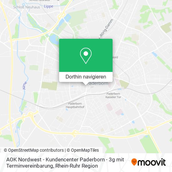 AOK Nordwest - Kundencenter Paderborn - 3g mit Terminvereinbarung Karte