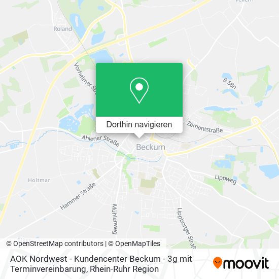 AOK Nordwest - Kundencenter Beckum - 3g mit Terminvereinbarung Karte