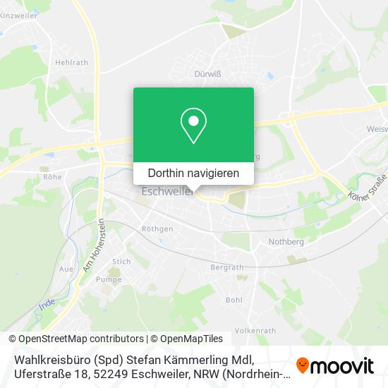 Wahlkreisbüro (Spd) Stefan Kämmerling Mdl, Uferstraße 18, 52249 Eschweiler Karte