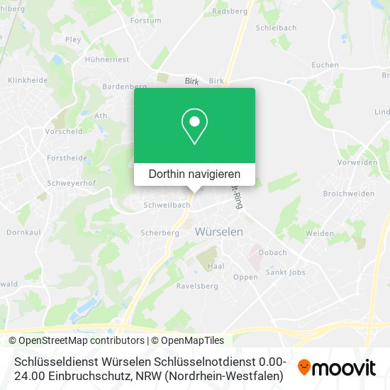 Schlüsseldienst Würselen Schlüsselnotdienst 0.00-24.00 Einbruchschutz Karte