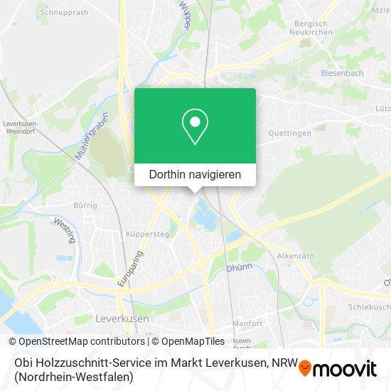Obi Holzzuschnitt-Service im Markt Leverkusen Karte