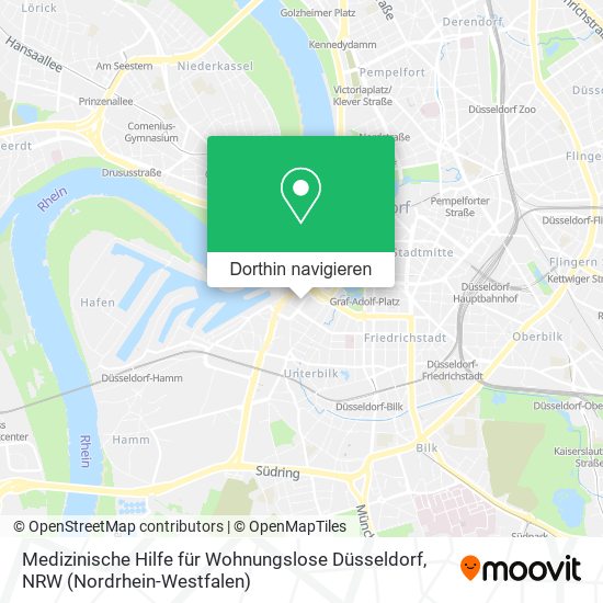 Medizinische Hilfe für Wohnungslose Düsseldorf Karte