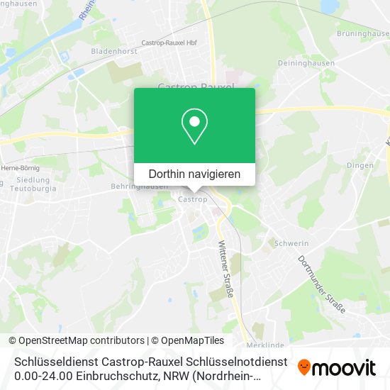 Schlüsseldienst Castrop-Rauxel Schlüsselnotdienst 0.00-24.00 Einbruchschutz Karte