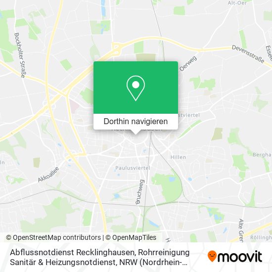 Abflussnotdienst Recklinghausen, Rohrreinigung Sanitär & Heizungsnotdienst Karte