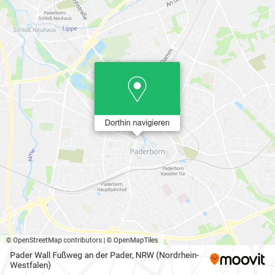 Pader Wall Fußweg an der Pader Karte