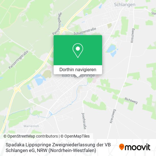 Spadaka Lippspringe Zweigniederlassung der VB Schlangen eG Karte
