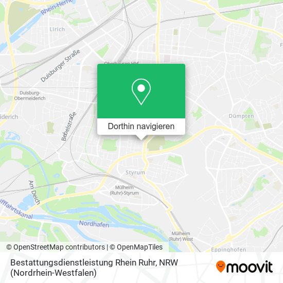 Bestattungsdienstleistung Rhein Ruhr Karte