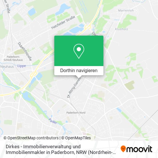 Dirkes - Immobilienverwaltung und Immobilienmakler in Paderborn Karte