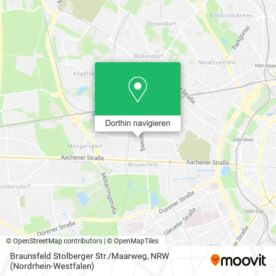 Braunsfeld Stolberger Str. / Maarweg Karte