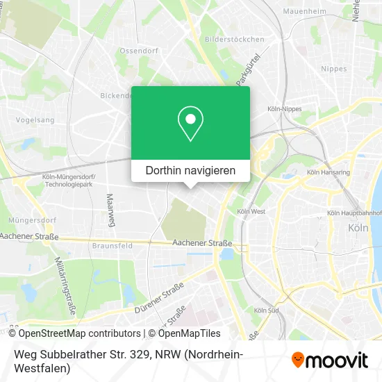 Weg Subbelrather Str. 329 Karte
