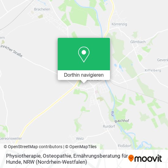 Physiotherapie, Osteopathie, Ernährungsberatung für Hunde Karte