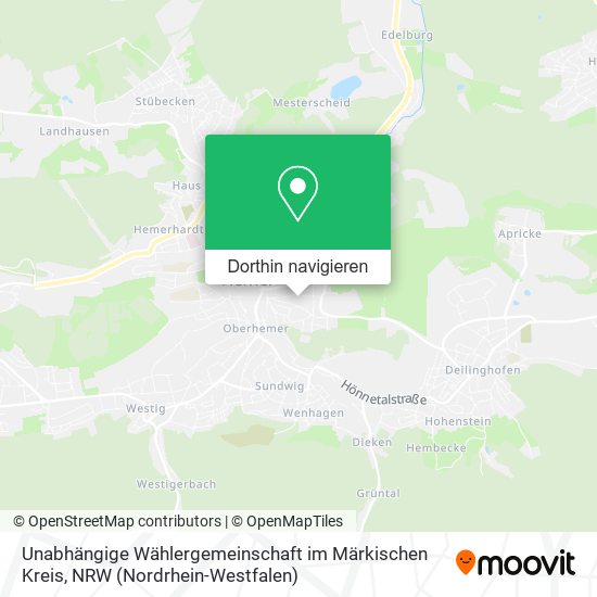 Unabhängige Wählergemeinschaft im Märkischen Kreis Karte