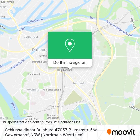 Schlüsseldienst Duisburg 47057 Blumenstr. 56a Gewerbehof Karte