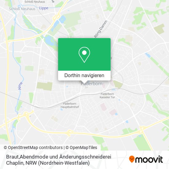 Braut,Abendmode und Änderungsschneiderei Chaplin Karte