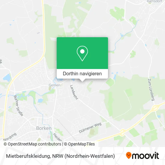 Mietberufskleidung Karte