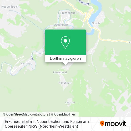 Erkensruhrtal mit Nebenbächen und Felsen am Oberseeufer Karte