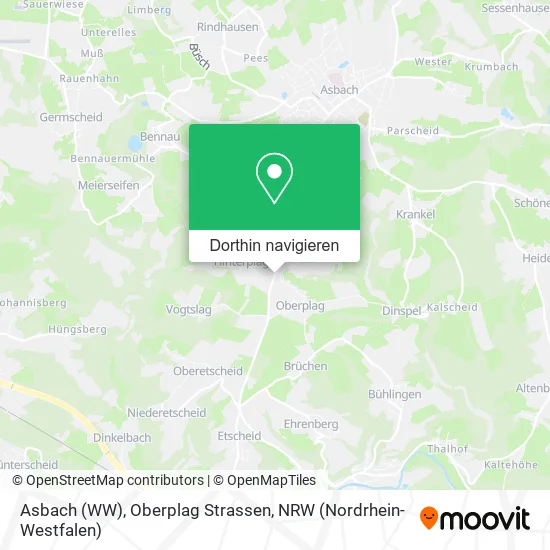 Asbach (WW), Oberplag Strassen Karte